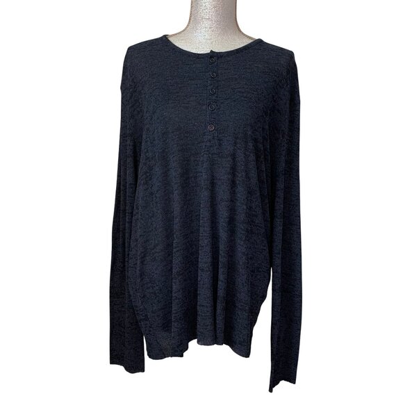 JOHN VARVATOS USA Heathered Long Sleeve Henley in NAVY SIZE XXL - Picture 1 of 11